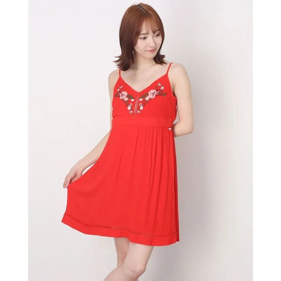 Guess Womens Dress Size Medium Orange Floral Embroidered Sleeveless Summer Dress - Picture 2 of 12